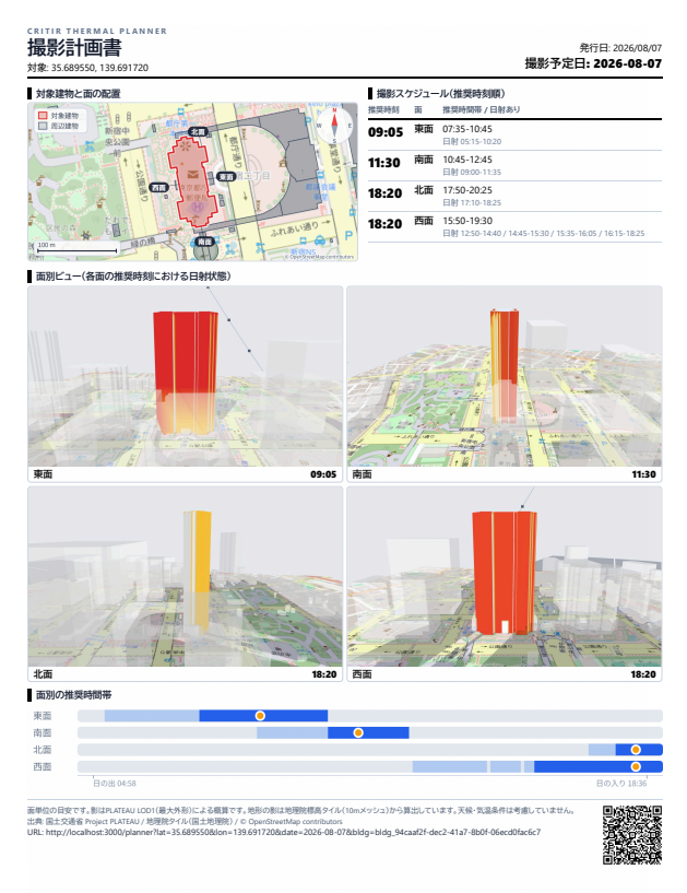 CRITIR Thermal Plannerの計画書画面