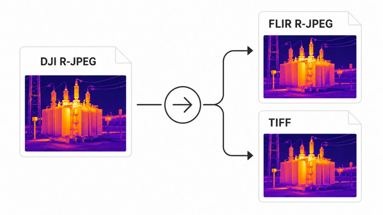 DJI R-JPEGからFLIR R-JPGやTIFFへの変換イメージ