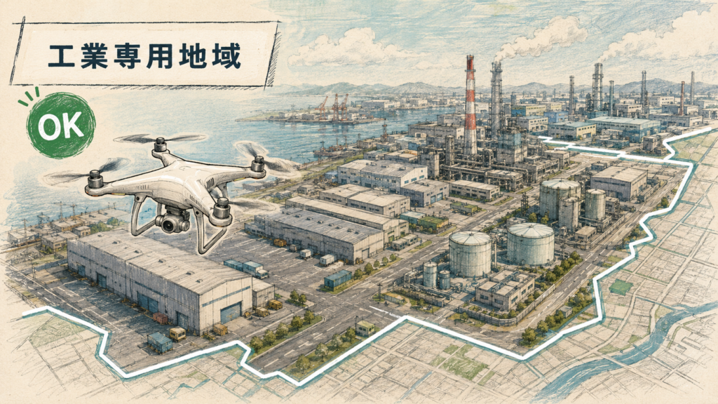 工業専用地域はDID（人口集中地区）規制の対象外に