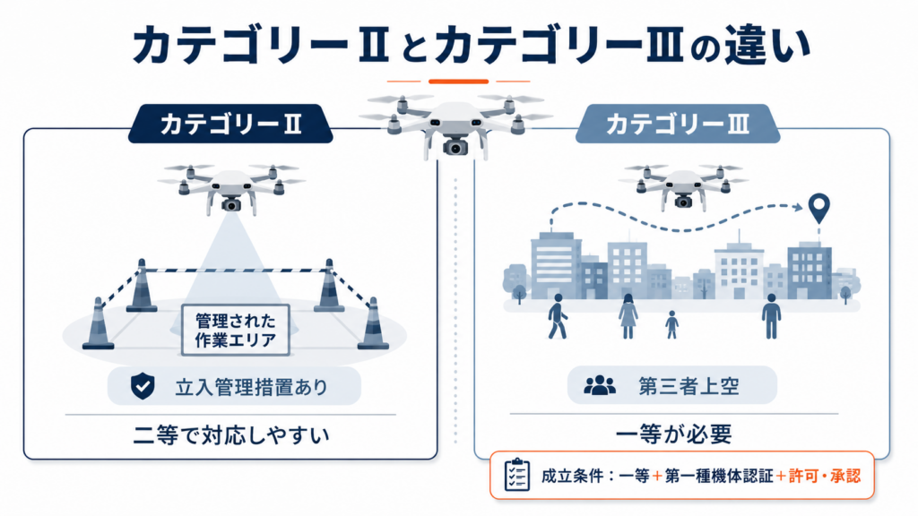 ドローン飛行のカテゴリーの違い